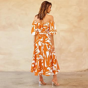 Wvapzxx Women's Elegant Sexy Off Shoulder Puff Sleeve